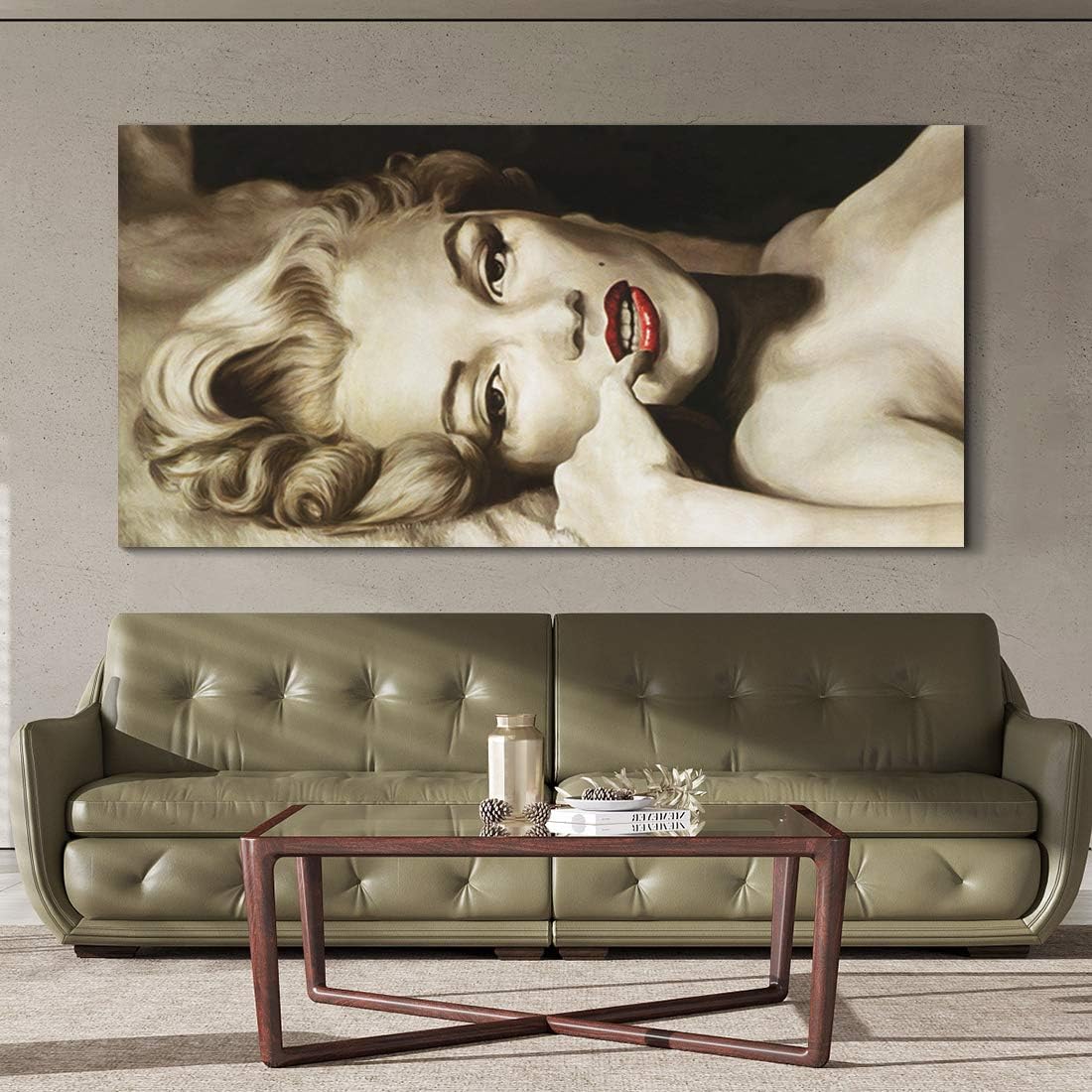 Denozer - Marilyn Monroe Framed Pictures Sexy Blond Girl Paintings American Movies Actress Artwork Prints on Canvas Wall Art Living Room House Decoration Gallery-Wrapped Ready to Hang - 48" x 24"