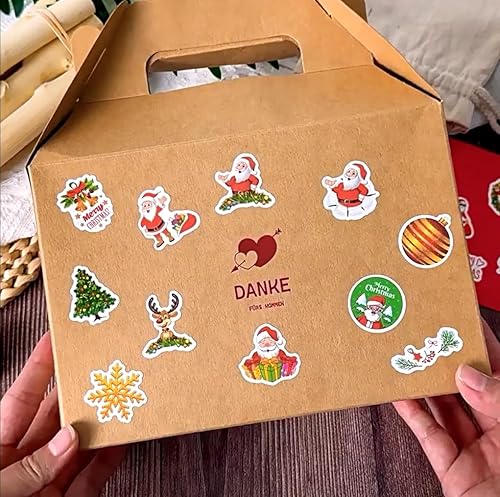 Miniatura 7 de Calcomanías navideñas para niños, 160 unidades, 8 hojas, vinilo que no se repite, decoraciones impermeables: árbol, copo de nieve, Papá Noel, alce y