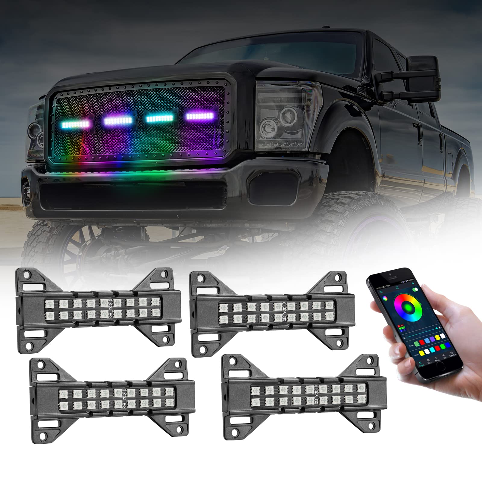 Buy RGB Grille Lights 4 Pack, AKD Part Front Grille Lights Multicolor