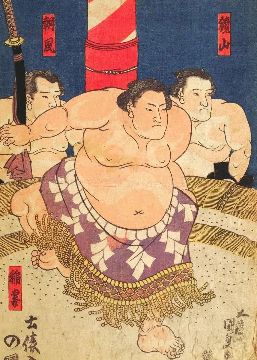Carteles japoneses de geisha y sumo sobre lienzo para renovar paredes vacías
