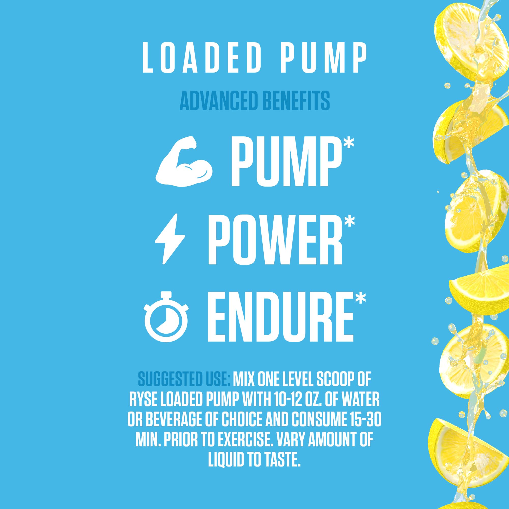 Ryse Loaded Pump Pre Workout Powder - Frosted Lemonade - No Caffeine Stimulant Free Formula for Pump, Power & Endurance - L-Citrulline, PeptiPump, Betaine Anhydrous, Taurine & AstraGin - 25 Servings — Amazon image 4