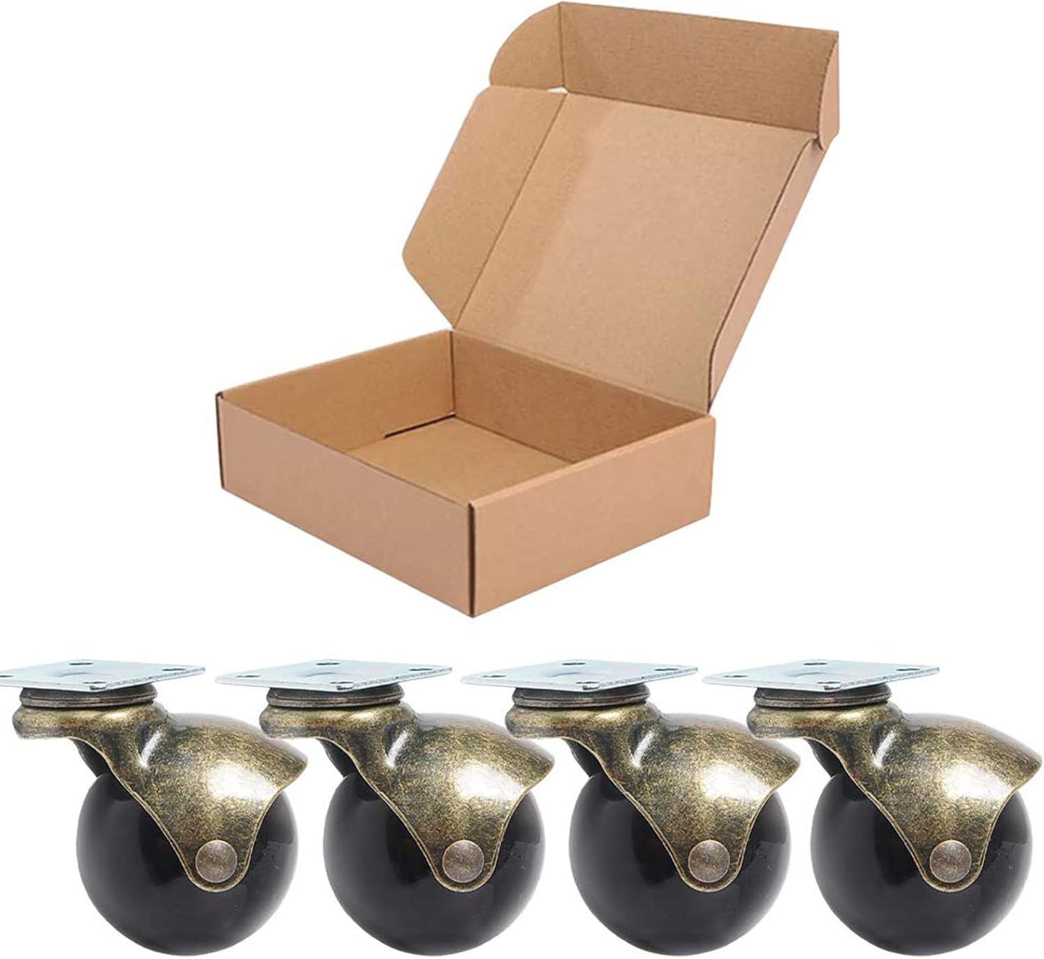 Buy 1 get 1 ENYKE 2 Inch Ball Caster Wheels, Vintage Wheels for Furniture, Antiqure Brass Swivel Casters Set of 4 for Coffee Table, Ottoman Heavy Duty 360LBS Capacity (16 Screws Included)