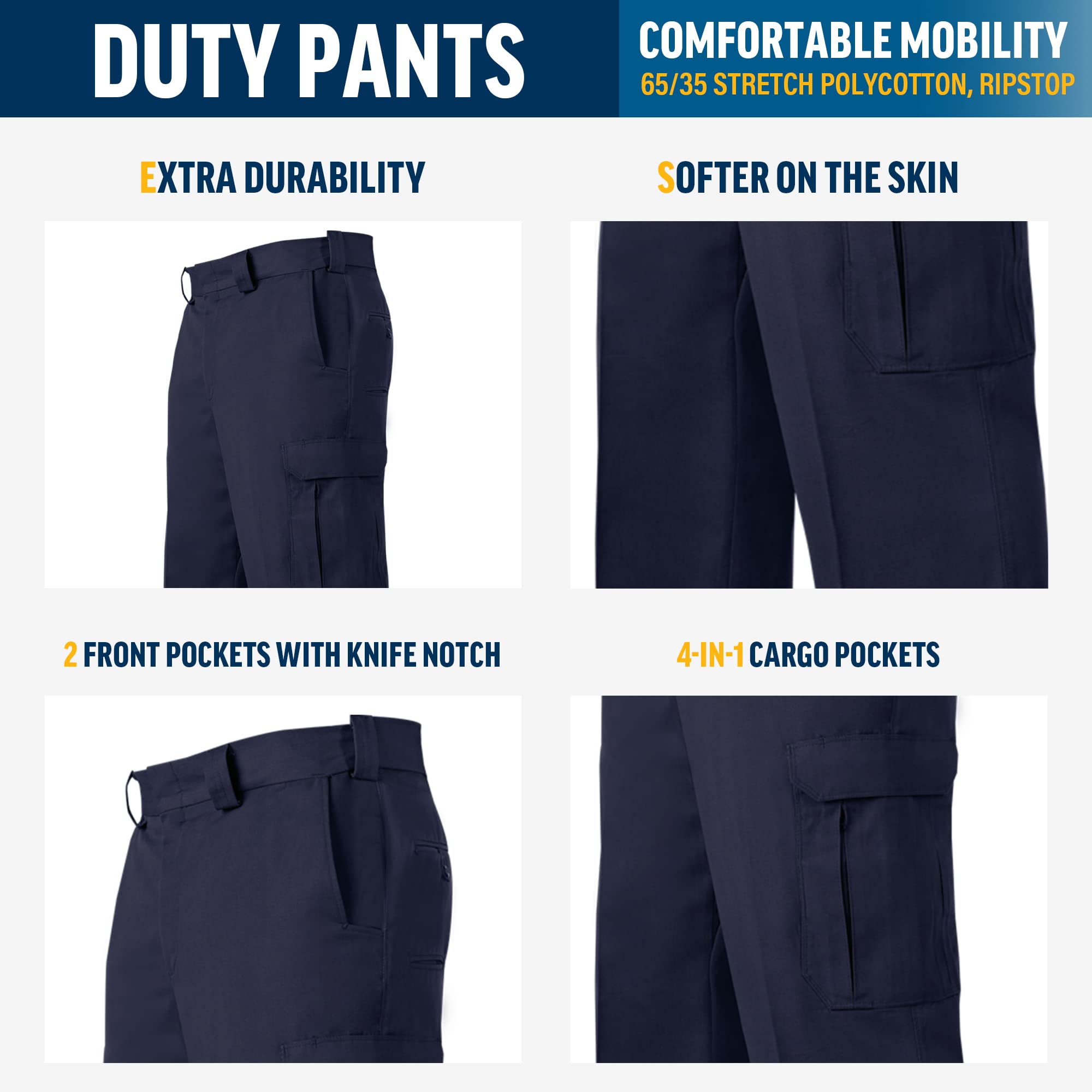 Flying Cross FX STAT Womens Law Enforcement Duty Pants, Police Uniform, Sheriff, Fire Department, EMS, Paramedic, Class B 10-Pocket, Unhemmed, LAPD Navy, 10 Reg