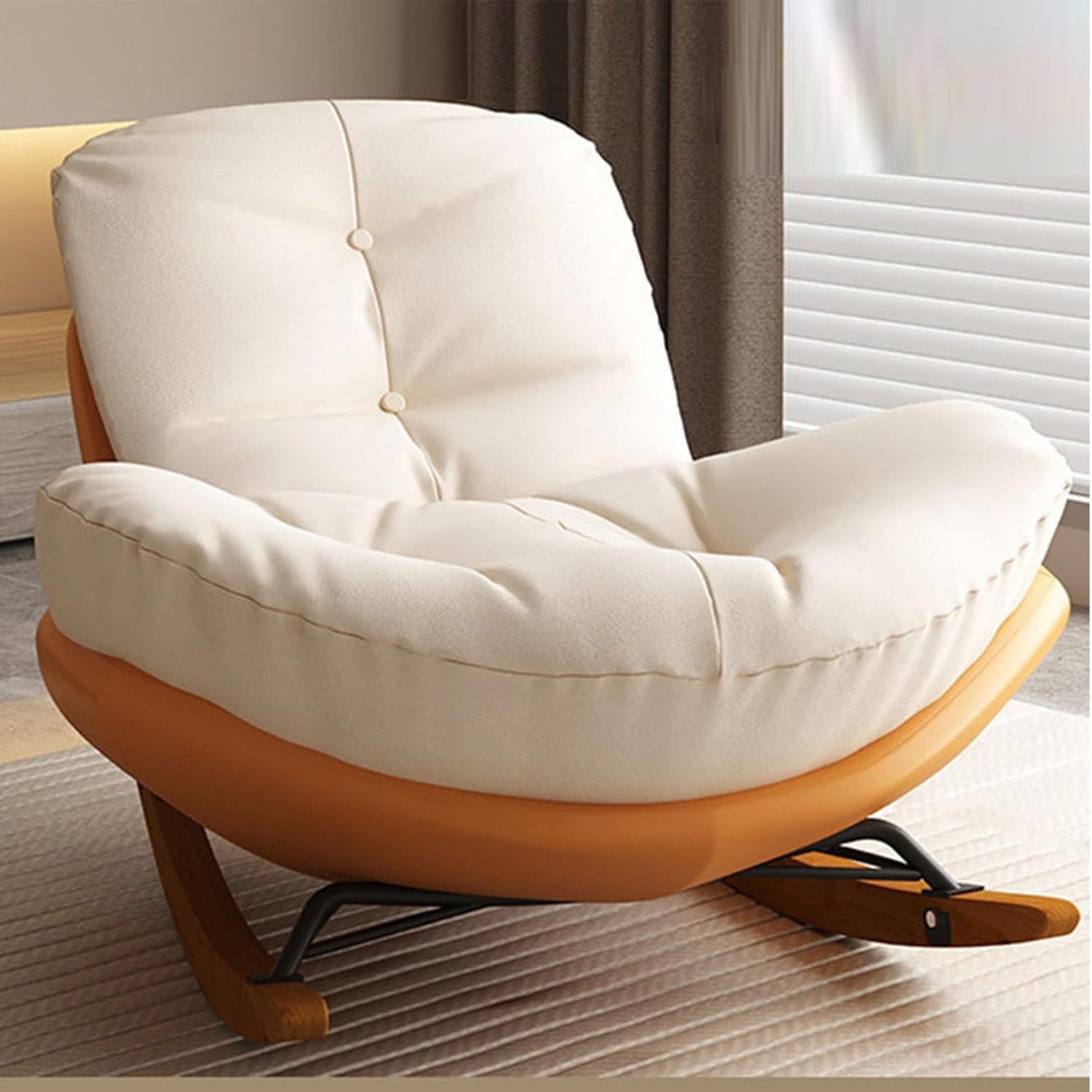 Rocking Chair, Rocking Glider Chair, with Thick Soft Seat High Back Chair for Balcony,Indoor & Outdoor Rocking Chair, Nursing Chair with Thick Padded Cushion for Living Room