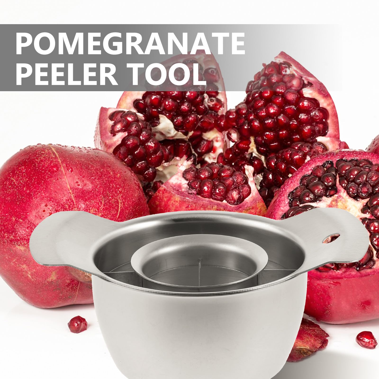 SHINEOFI Pelador de Granadas 1 Juego, de Acero Inoxidable, Antideslizante