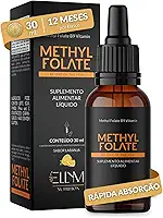 Vitamina B9 Metilfolato em Gotas Sublingual 30 mL ELLYM NUTRITION Sabor Laranja O Ácido Fólico Auxilia na Formação do Tubo Neural do Feto Durante a Gravidez (30 mL)
