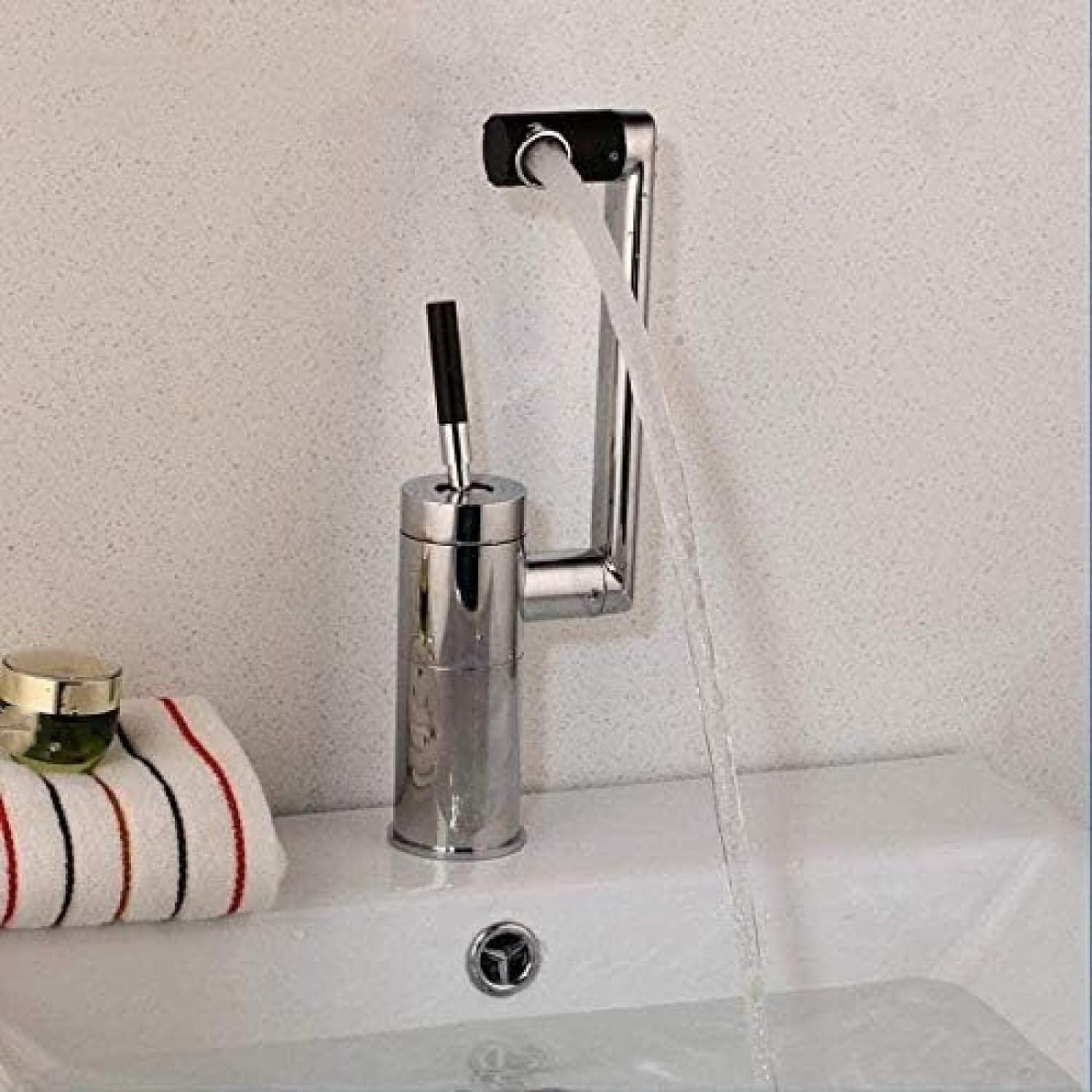 Robinet laiton moderne mitigeur eau chaude et froide pivotant 360 pour évier