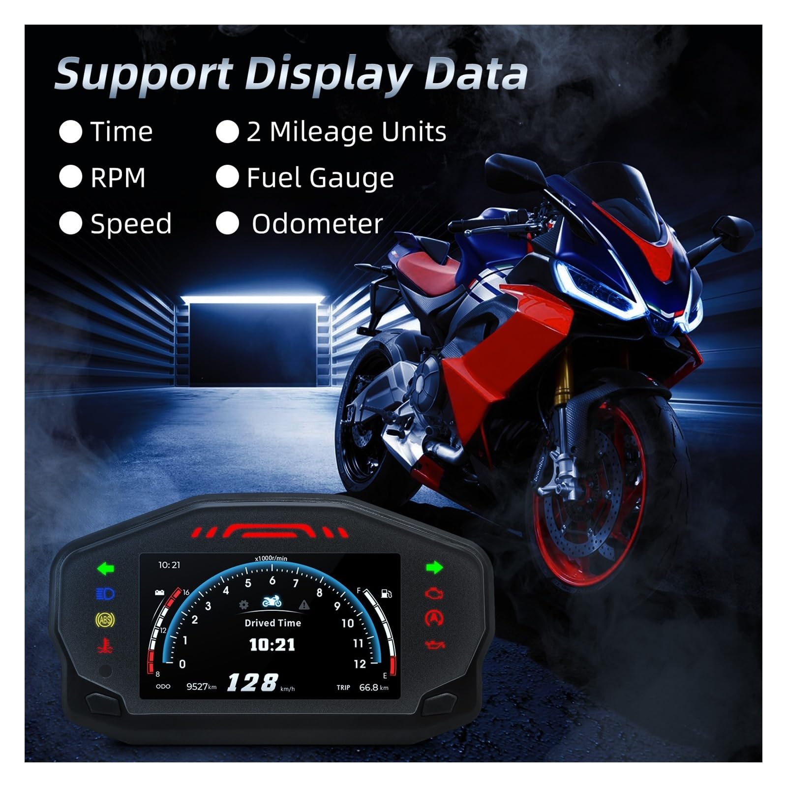 Moto Contachilometri Contachilometri Universale Per Moto Contachilometri Digitale Pannello Strumenti Motore Con Cruscotto Livello Olio Chilometraggio Per 2/4 Cilindri