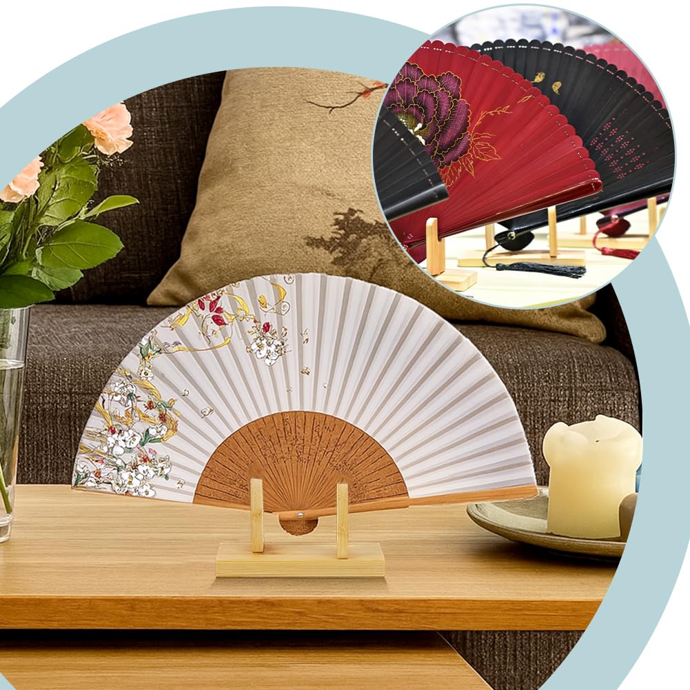 PH PandaHall 4pz Supporto per Ventaglio Pieghevole in Legno Supporto per Ventaglio Singolo, Base Espositiva per Ventagli Pieghevoli Giapponesi per Negozi Musei e Case, 11.3x4.1x6.3cm