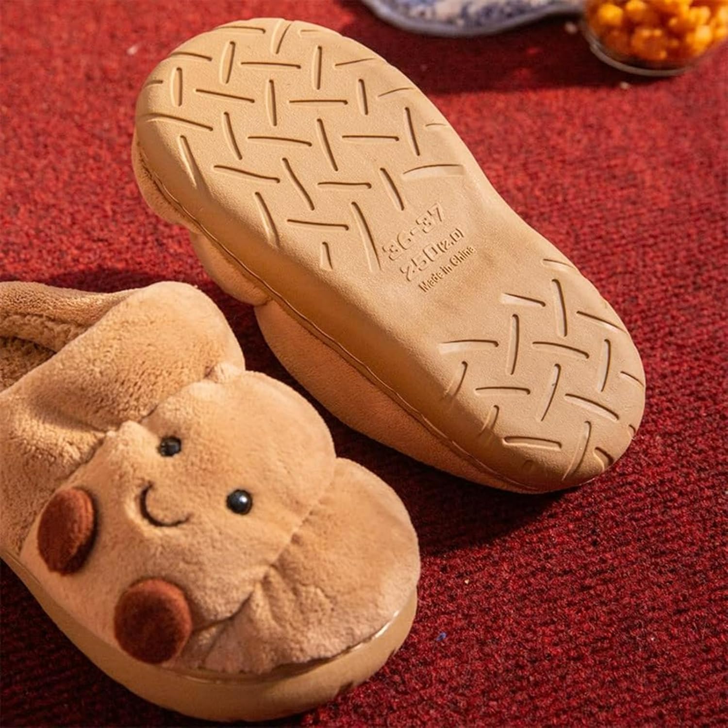 Croissant Fuzzy Slippers Women Open Back Closed Back 1.4” Y2k Aesthetic Non-Slip Cute House Shoes Indoor Fluffy Slippers