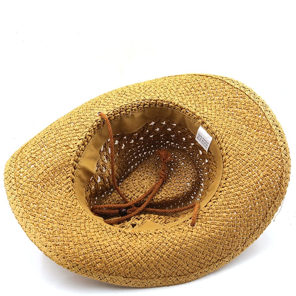 Cappello da Cowboy Occidentale Uomo Panama Berretto da Spiaggia Estivo all'Aperto Donna Sombrero Cappello da Sole da Uomo a Tesa Larga (Color : 3-Pack, Size : 56-58CM) (3 Pack)