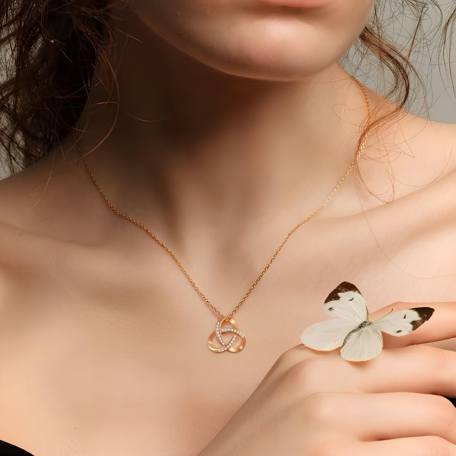 Gold Necklaces for Women 925 Sterling Silver Necklace Trendy Love Knot Pendant Infinity Interlocking Necklace Cubic Zirconia 18K Gold Jewelry - Image 3