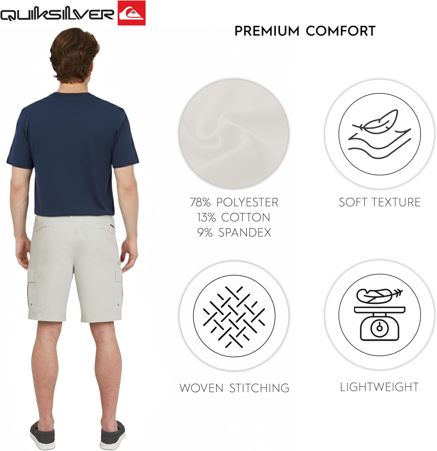 Quiksilver Men's Regular Fit Fixed Waist Water Friendly Active Hybrid Cargo Shorts (32-42 - Image 4