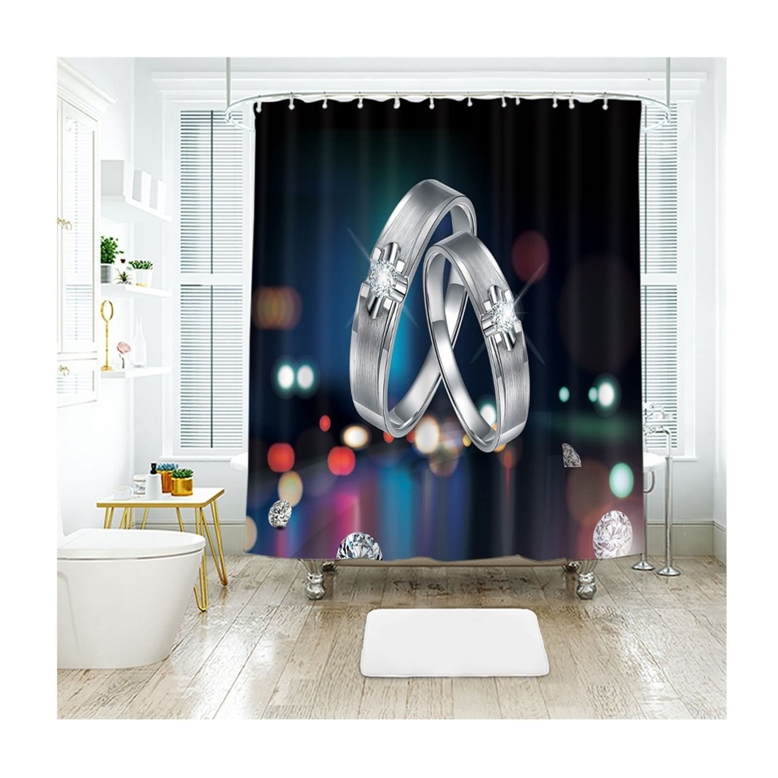 Tenda da doccia da bagno, multicolore, in poliestere, impermeabile, con coppie lucide, anti muffa, 200 x 180 cm