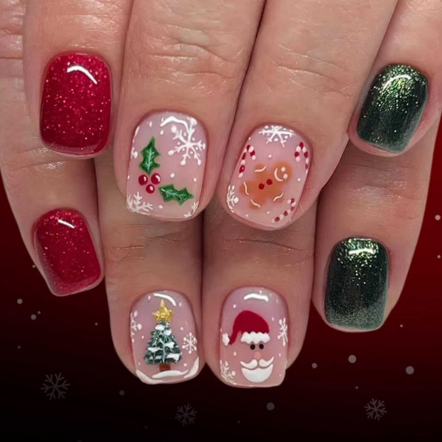 Christmas Press on Nails - Santa Claus Design Holiday Nails