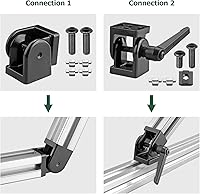 Vista 4 de JiGiU Conector de ángulo de 2 piezas Conector de junta 4040 Tuerca 8 Bisagra flexible Rango de rotación de 180° con palanca de sujeción Conector