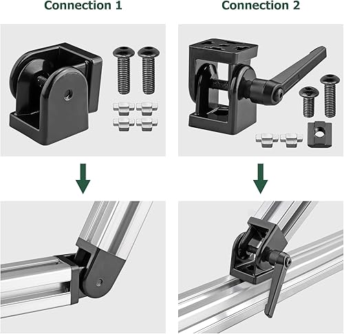 Miniatura 4 de JiGiU Conector de ángulo de 2 piezas Conector de junta 4040 Tuerca 8 Bisagra flexible Rango de rotación de 180 con palanca de sujeción Conector de