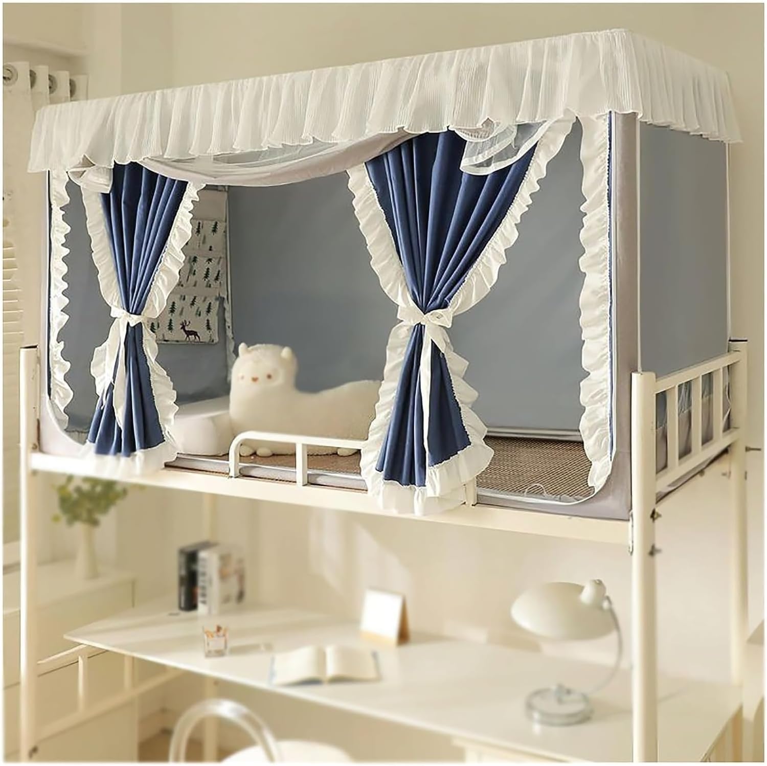 Princess Bed Netting Canopy for Girls, Canopy Bed Frame Post Poles with Curtains, Mosquito Net Bed Frame Curtain Brackets for Student Dormitory (Color : Grün, Size : 80 * 110cm)