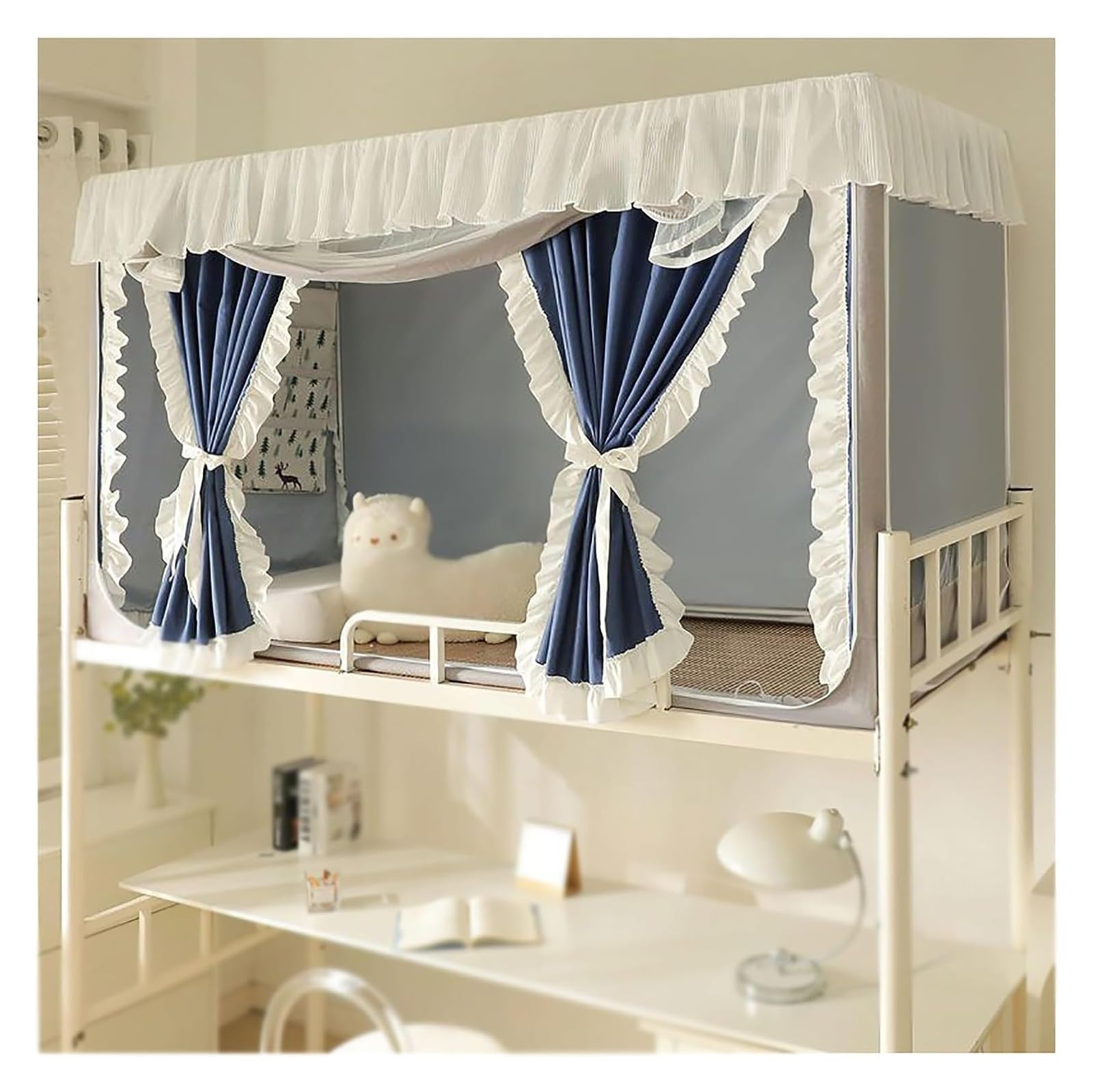 Rideaux de lit moustiquaire bleu 80 * 110 cm pour bloquer la lumière en dortoir