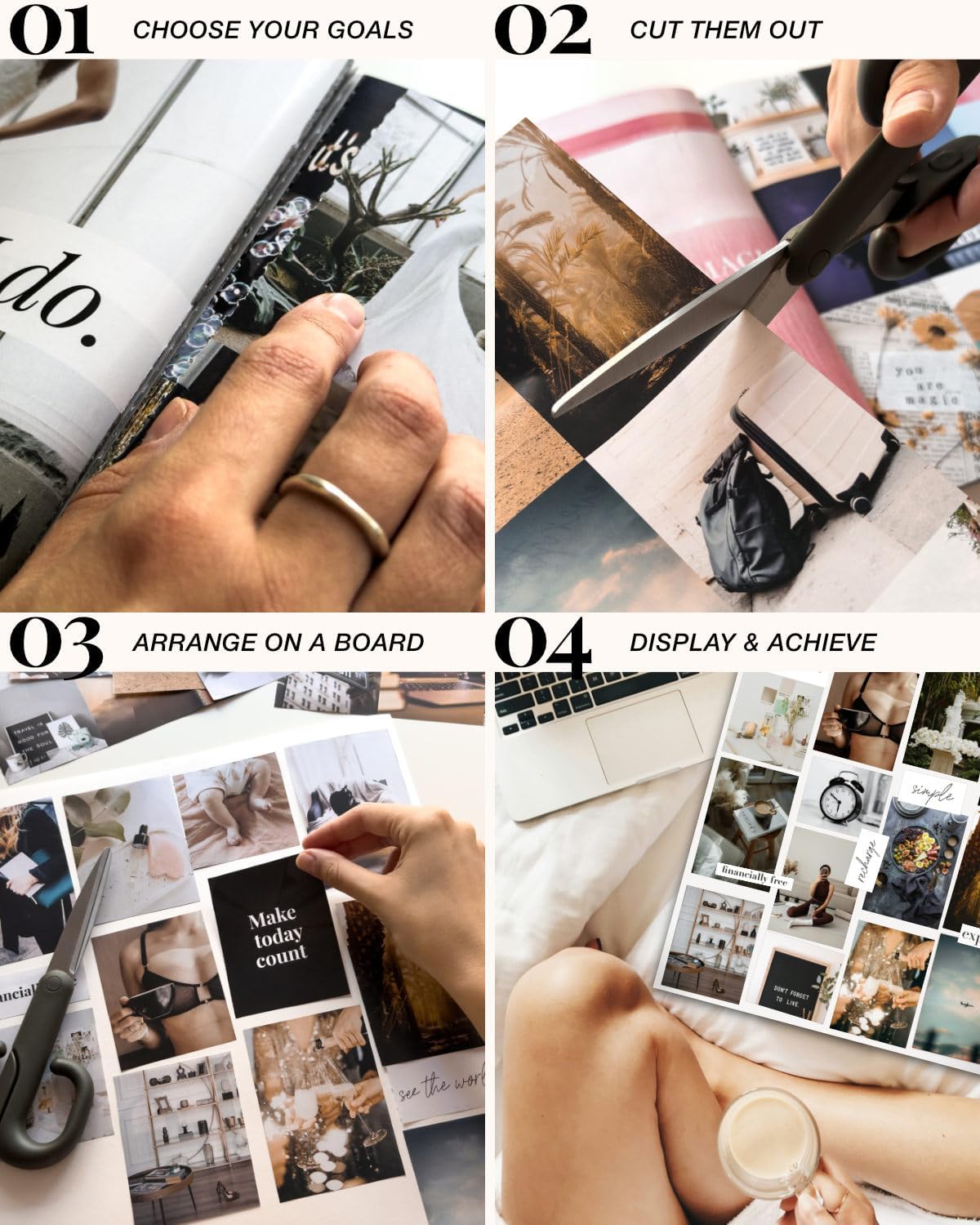 Vision Board Book Magazine for Women - 1000+ Diverse Pictures, Quotes, Self-discovery Exercises | Complete Collage Clip Art Supplies Kit for Adults | Ideal for Vision Mood Board Party & Manifestation - Image 4