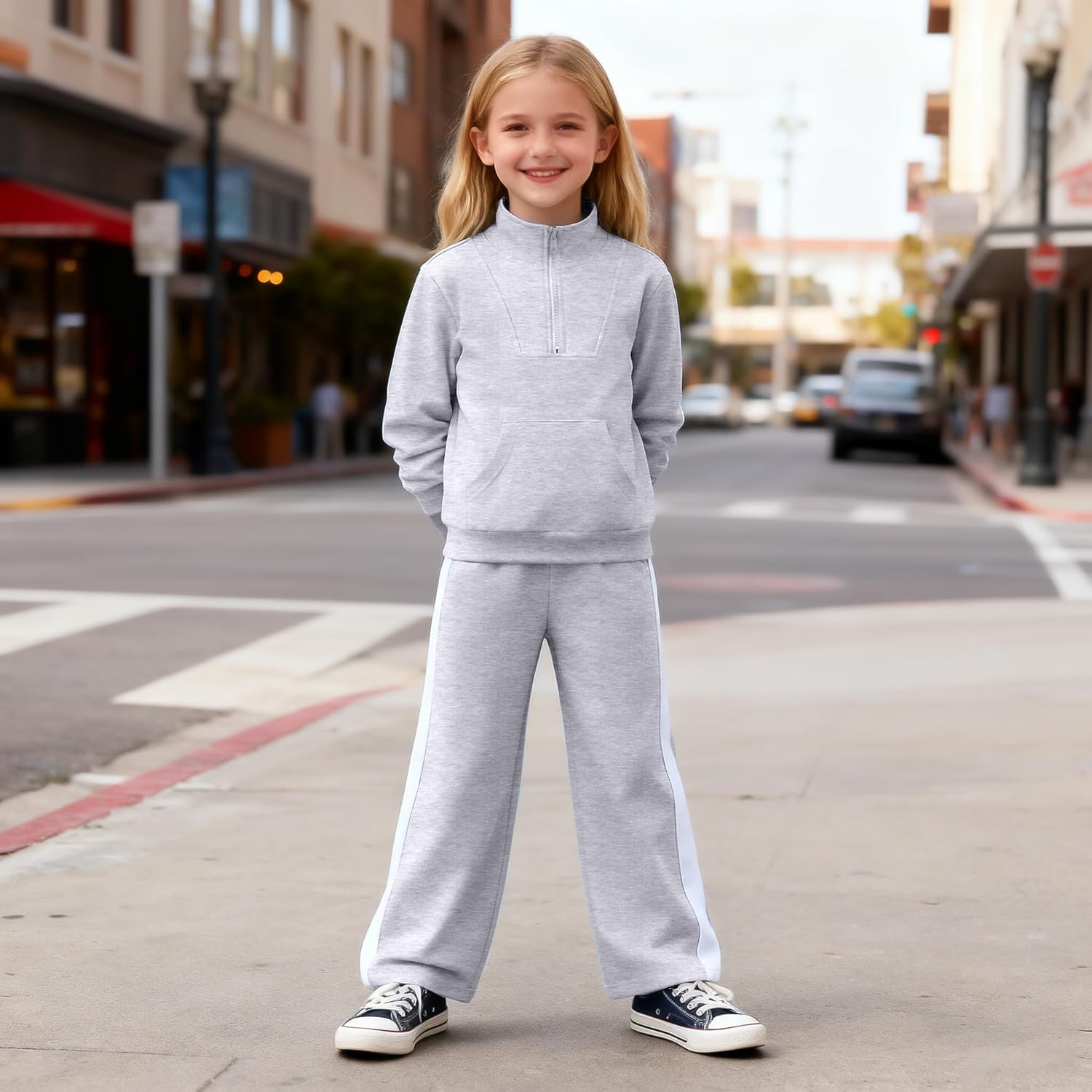 Girls Clothes 2 Piece Sweatsuit Set Half Zip Sweatshirt & Pants Fall Winter Outfits for Teen Tween Girls Size 7-14Y - Image 5