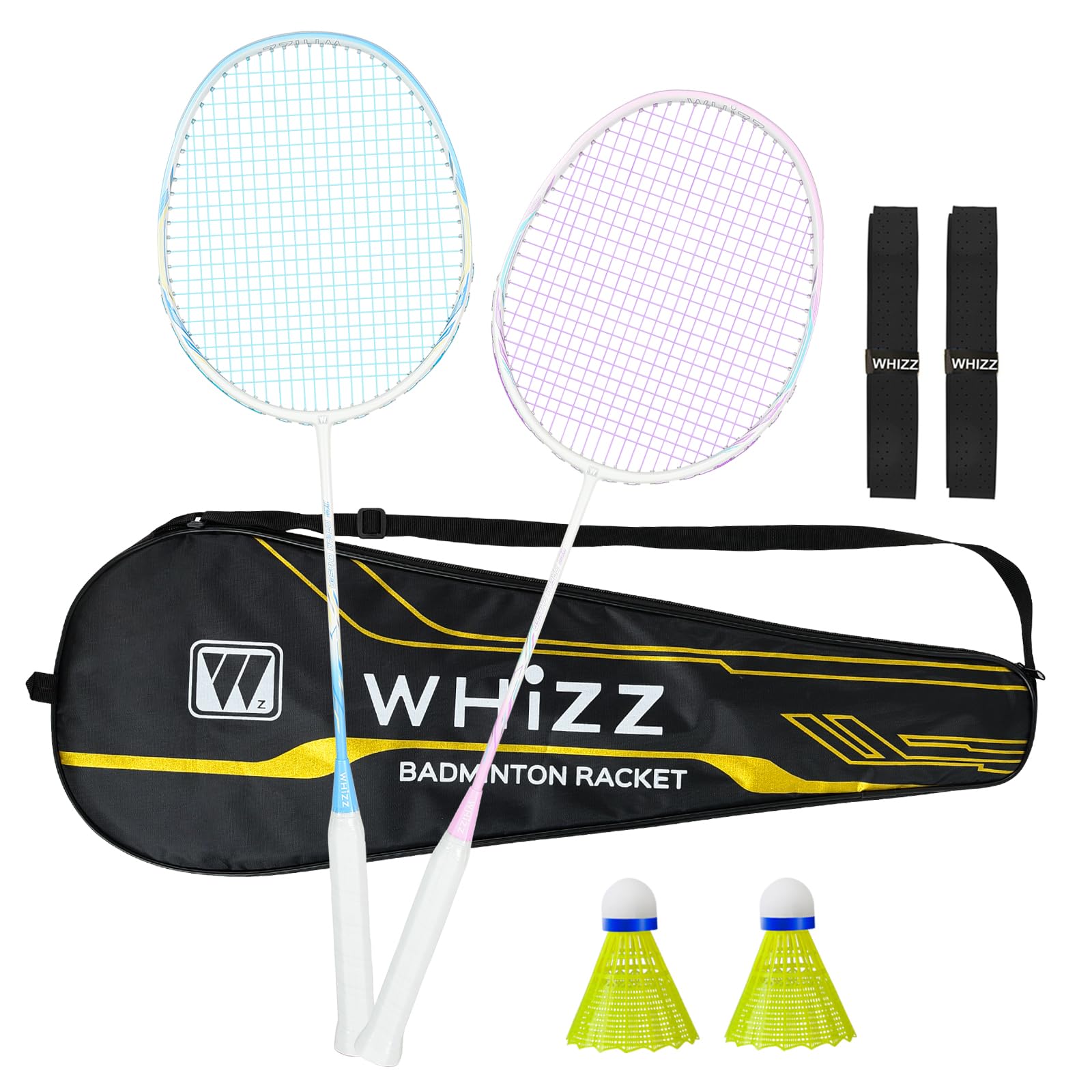 BAIHUALIN WHiZZ ZM679 Badminton Racquet, Lightweight Carbon Graphite Badminton Racket with Grip Tape, Shuttlecock & Carrying Bag, Purple+Blue