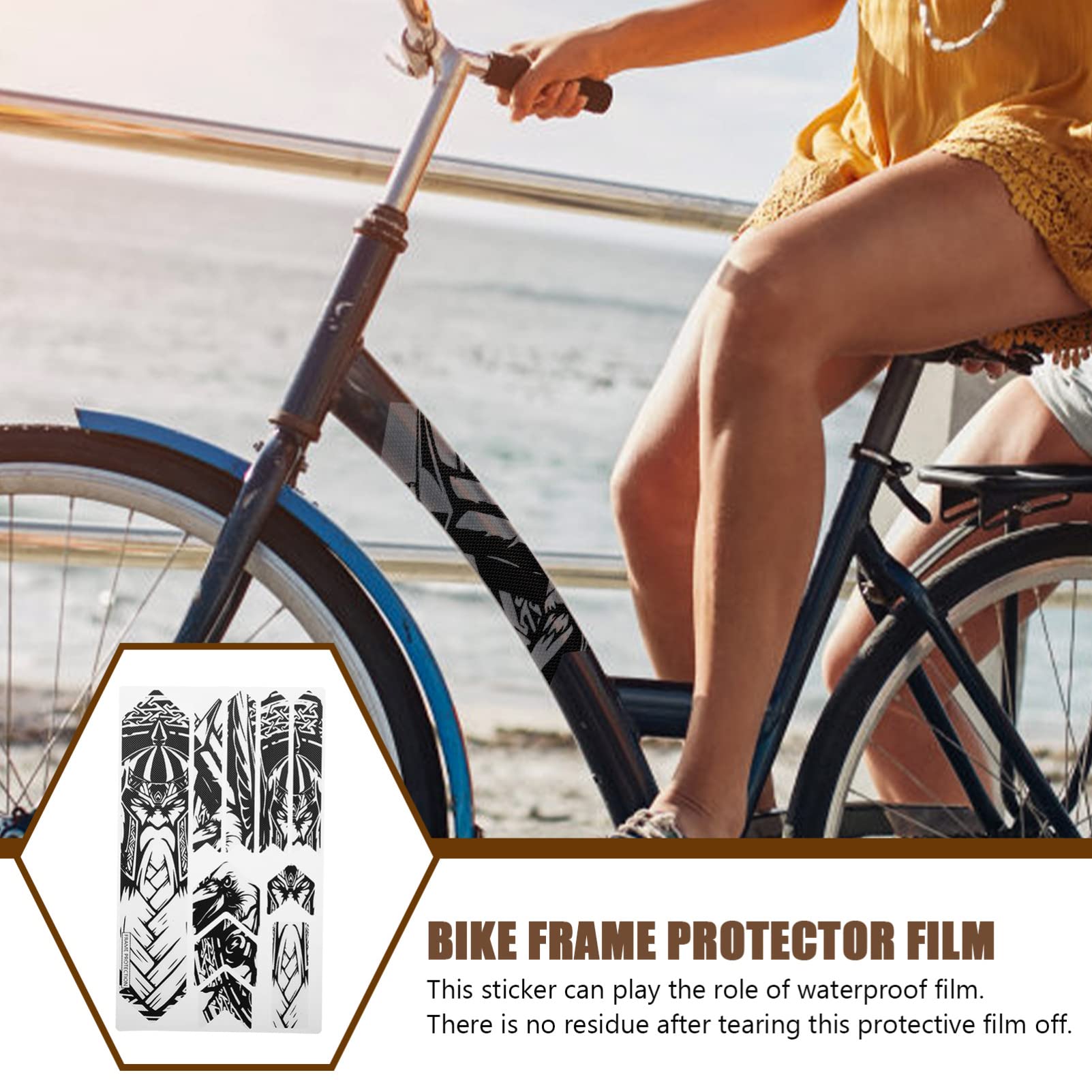 ifundom Bicycle Frame Protection Film Selbstklebende Kratzfeste Schutzfolie für Mountainbikes Samurai Muster Langlebig und Wasserabweisend für Sicheres Fahren und Stylischen Look