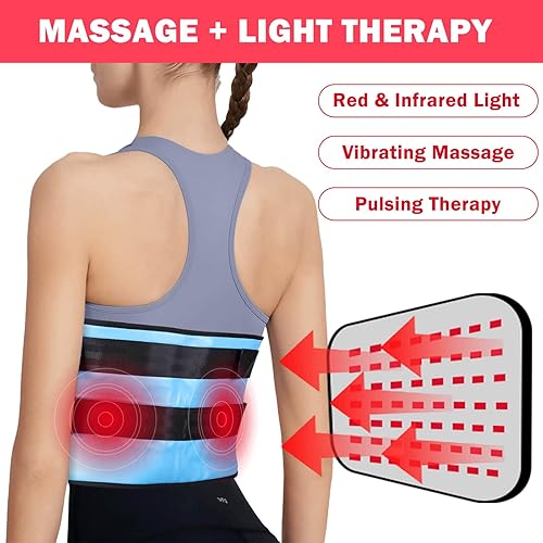 Miniatura 2 de Cinturón de terapia de luz roja con masajeador de vibración y función de pulsación, envoltura de terapia de luz infrarroja cercana roja para aliviar