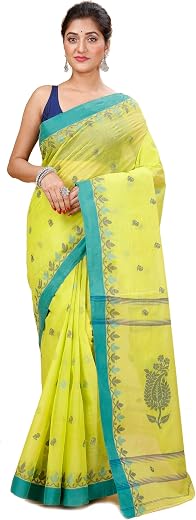 Tant Story Women's Traditional Bengal Tant Handloom Pure Cotton Pallu Design Tangail Saree without Blouse Piece
