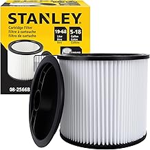 Stanley 08-2566B High Efficiency Shop Vac Filters, Replacement Cartridge Filter Fit for Most 5-18 Gallon Wet Dry Vacuum Cleaners, Shop Vacuum Wet and Dry Accessories