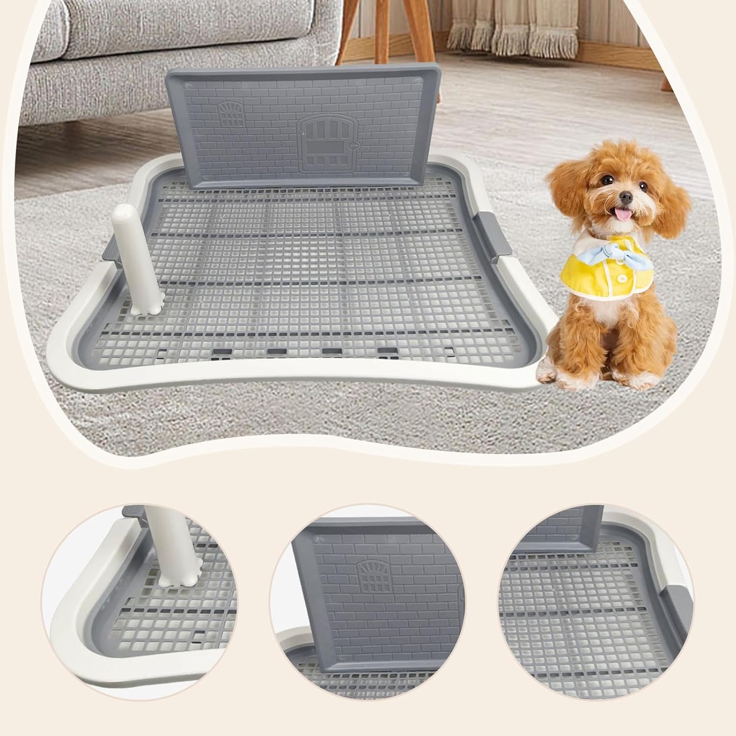 Puppy Training Pad Featuring Protection Wall, No Leaking Design for Indoor Use, White