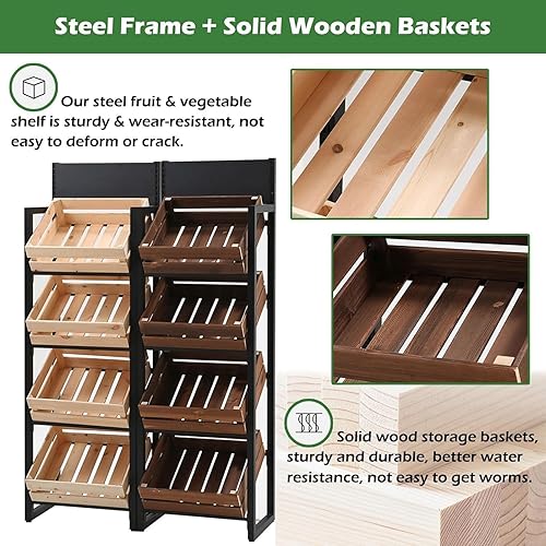 Miniatura 4 de Shelves Commercial Supermarket Fruits & Vegetables Shelf, Large Snack Candy Display Rack Onion Potato Stands, 4-Tier Concession Display Stand for