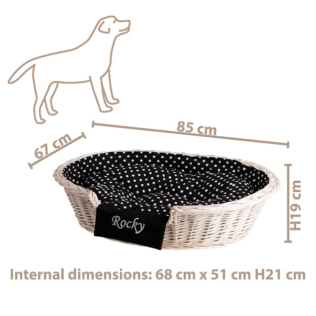 Foto 6 de 6 de e-wicker24 Alles aus Weide - Cesta para perros, cesta para gatos, cojín para perros, cesta de mimbre (85 cm…