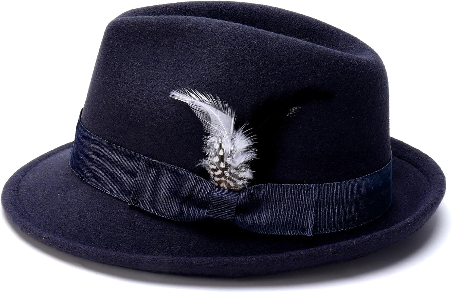 Ultrafun Fedora Hats for Men Women Classic Short Brim Felt Manhatta Fedora Hat with Feathers Band - Image 3