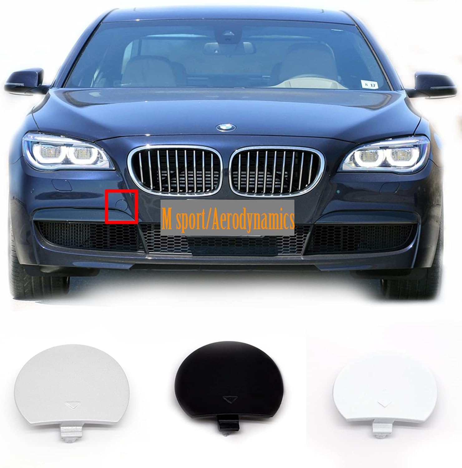 Front Tow Cover for 09-15 BMW 7 Series M Aerodynamics/Sport F01 F02 F03 725d 730d 730i 740i 750i 730Li 760i 2009 2010 2011 2012 2013 2014 2015 Bumper Towing Hook Eye Cap 51118045118 (Black)