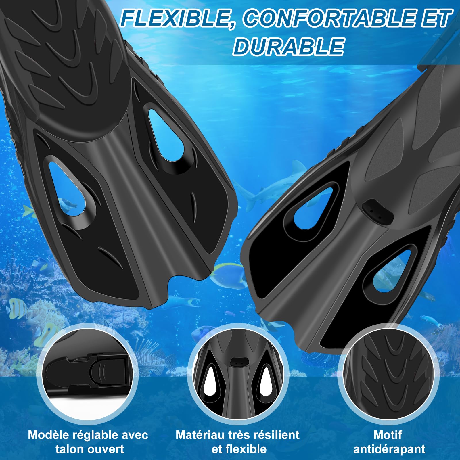 Smyidel Palmes Masques Tuba pour Adultes et Adolescents, Kits de