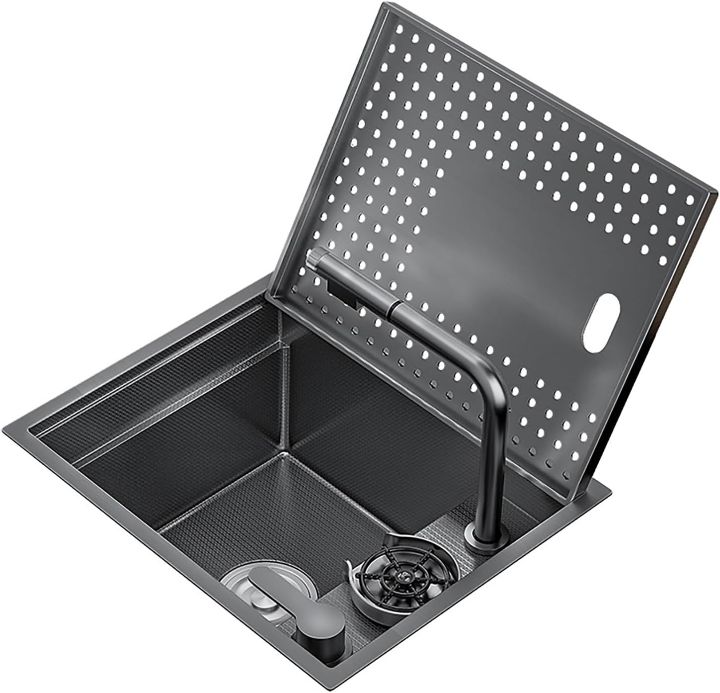 Kitchen Sink Kitchen Sink Single Bowl Kitchen Sink Hinged Lid to Hide Sink Multifunctional Bar Sink Built-in Sink Kitchen Sink with a Bowl Complete Accessories L 48 x 38 cm