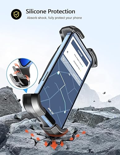 Miniatura 2 de Soporte de teléfono para motocicleta, mejora nunca se cae 0 sacudida Soporte de teléfono para bicicleta, 3s Put & Take Soporte de teléfono giratorio