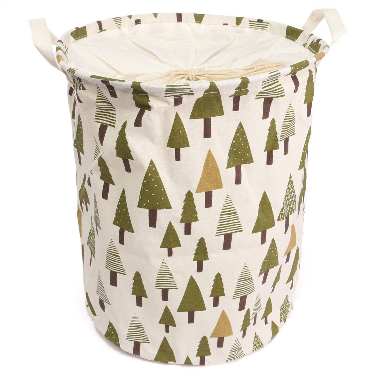 Cesta redonda plegable colada ropa sucia cubo con tapa árbol