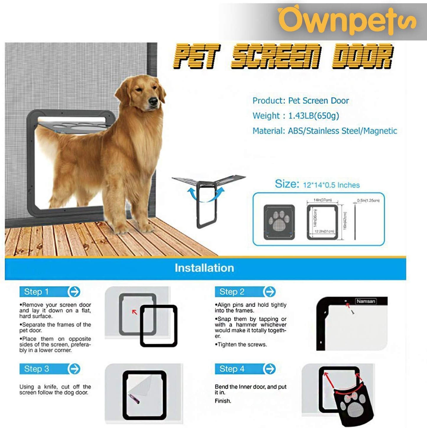 Ownpets Lockable Dog Screen Door and Pet Sling Carrier