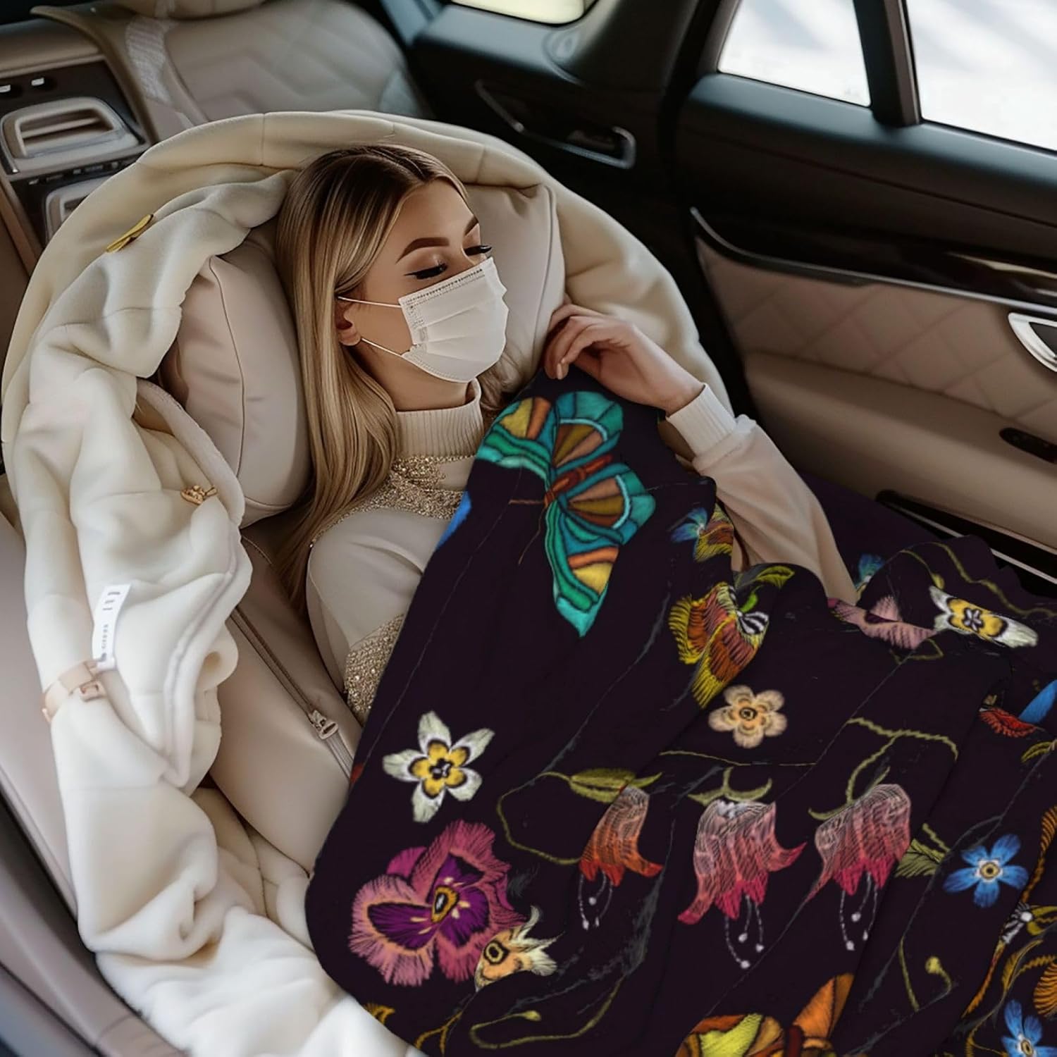 Perinsto Flower and Butterflies Throw Blanket Ultra Soft Warm All Season Decorative Fleece Blankets for Bed Chair Car Sofa Couch Bedroom 60"X50"