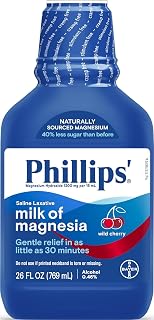 Phillips’ Milk of Magnesia Liquid Laxative, Wild Cherry Flavor, Stimulant Free, Cramp Free Relief of Occasional Constipation*, Effective in 30 minutes - 6 hours, #1 Milk of Magnesia Brand, 26 oz