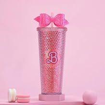Double Layer Plastic Straw Cup, 24.7 fl oz 710 ml, Large Capacity, Straw Cup, Glitter, Bow Tie, Hand Cup, Durian Cup, Portable Diamond Cup, Straw Tumbler, Clear, Double Layer, Lid, Heat Resistant