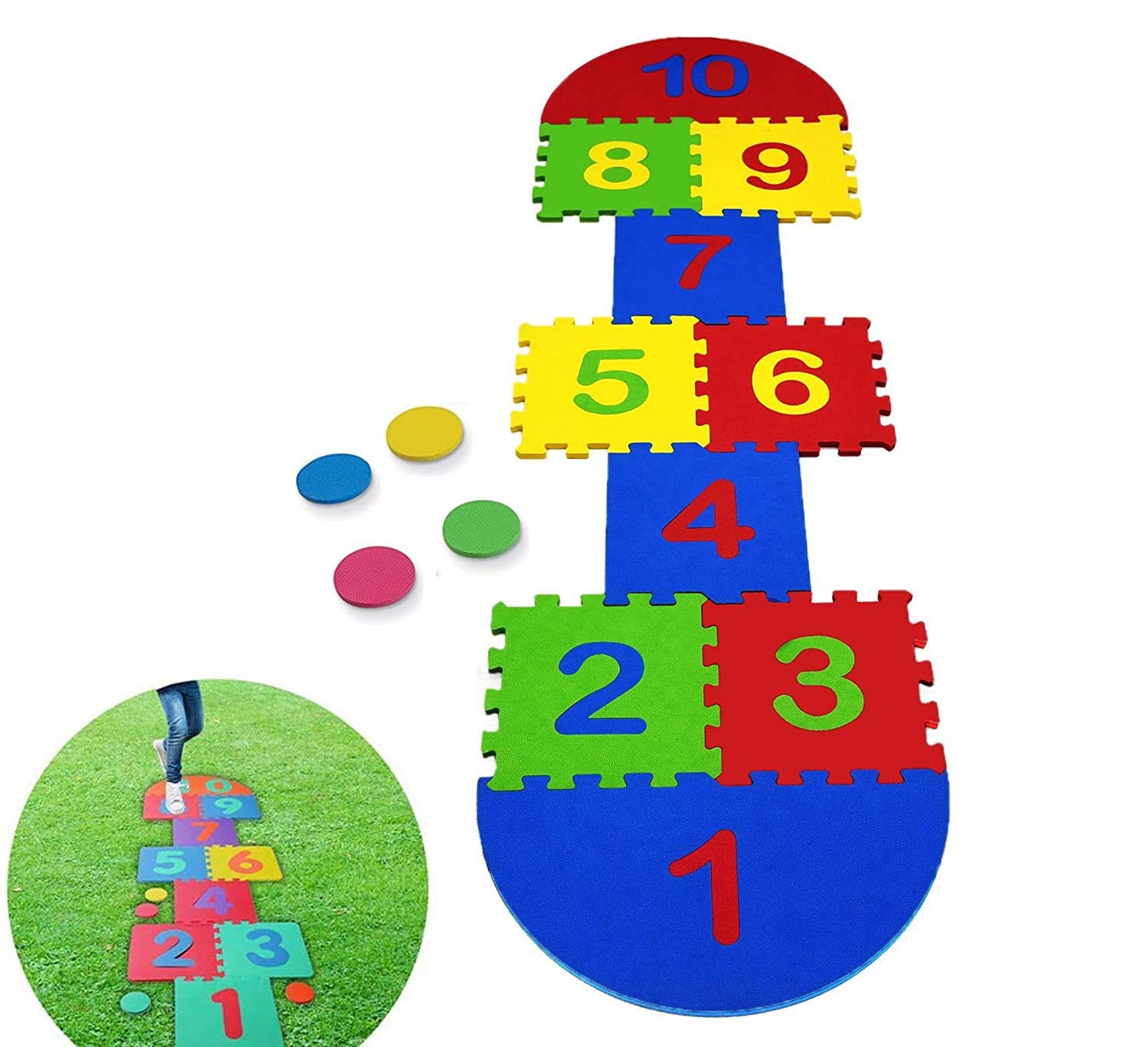 FizBiz Hopscotch Puzzle Foam Mat 10 Large Numbers, Interlocking Tiles Non-Toxic EVA Puzzle Foam Floor Playmat, Slip Resistant Mat Suitable in Indoor & Outdoor Sensory, Memory Play mat for Kids (B0CK25G624) Amazon Price History, Amazon Price Tracker