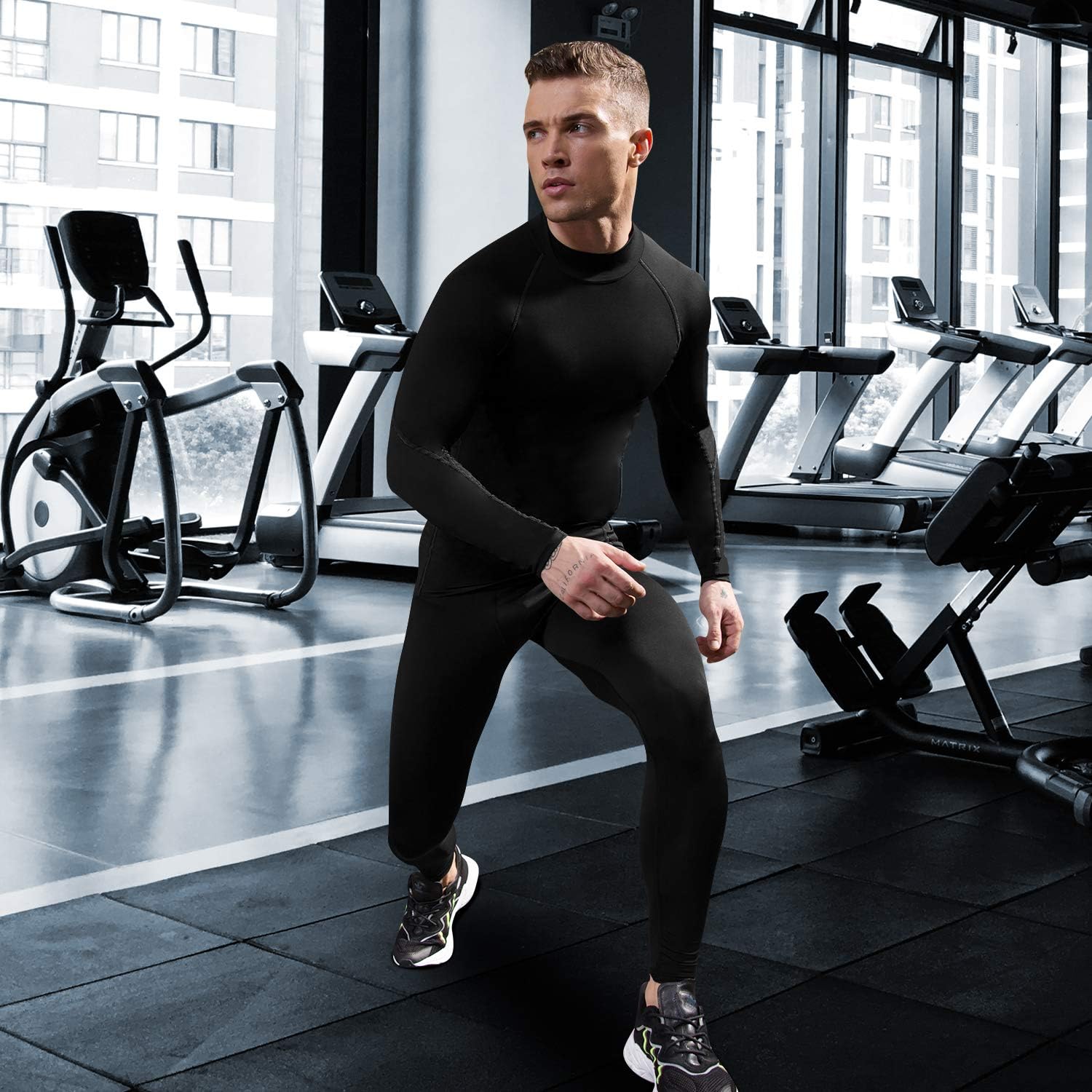 SPVISE Men's Compression Shirts Long Sleeve Mock Turtleneck Workout Tops | Quick Dry Gym Top, Lightweight Baselayer for Running, Sports, Football, Basketball, 1 or 2 Pack Athletic Undershirt