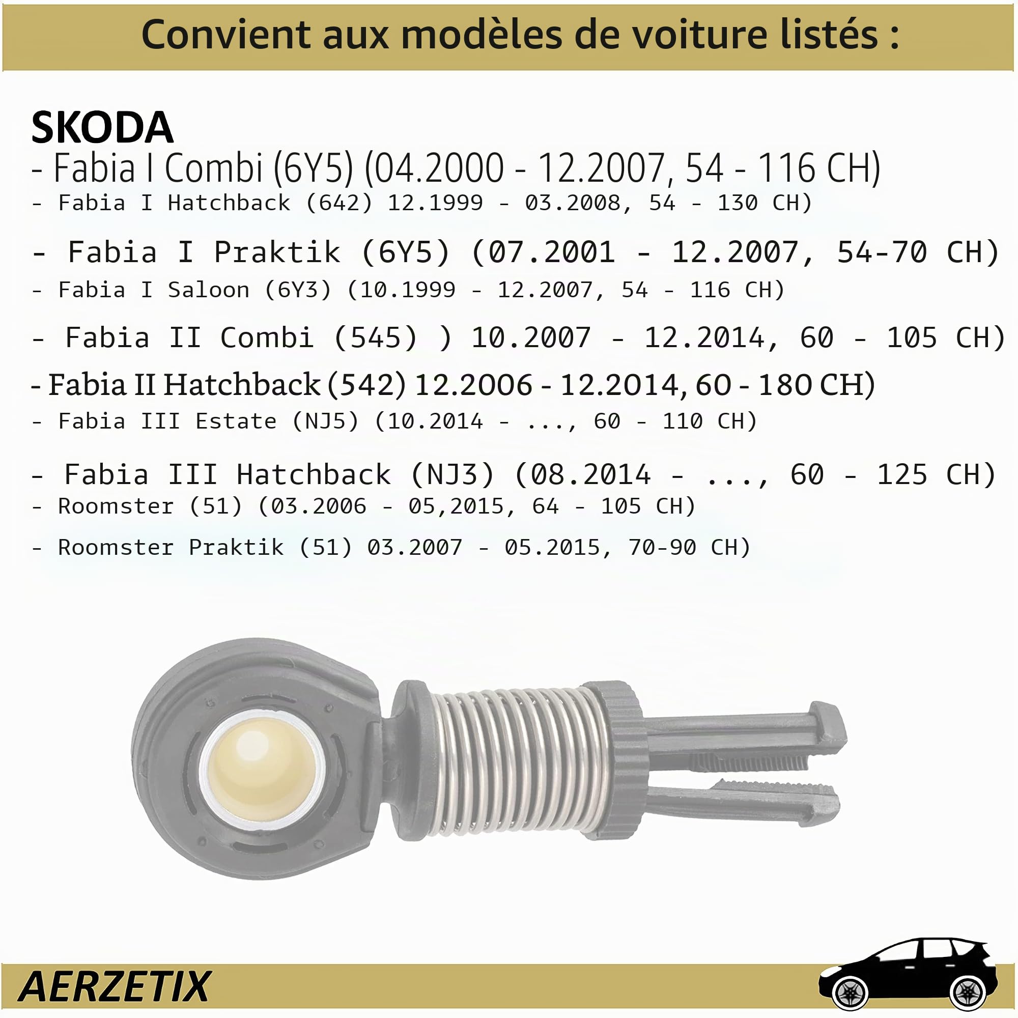 AERZETIX - C66791 - Tirette à câble, boîte de vitesse manuelle - pour véhicules avec tirette de câble pour changer de vitesse - compatible avec numéros OE 1J0711761