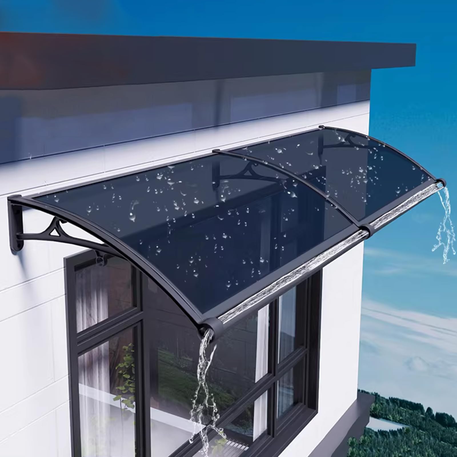 GJZQDKX Outdoor Door Canopy Awning, Front Door Rain and Sun Protection, Weatherproof Shelter for Windows, Patio Cover (80x60cm/32x24) - Durable, Stylish Design