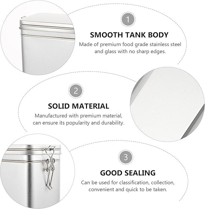 Tarro de Almacenamiento de Café de Hojalata Retro Cuadrado, Hermético miniatura 4