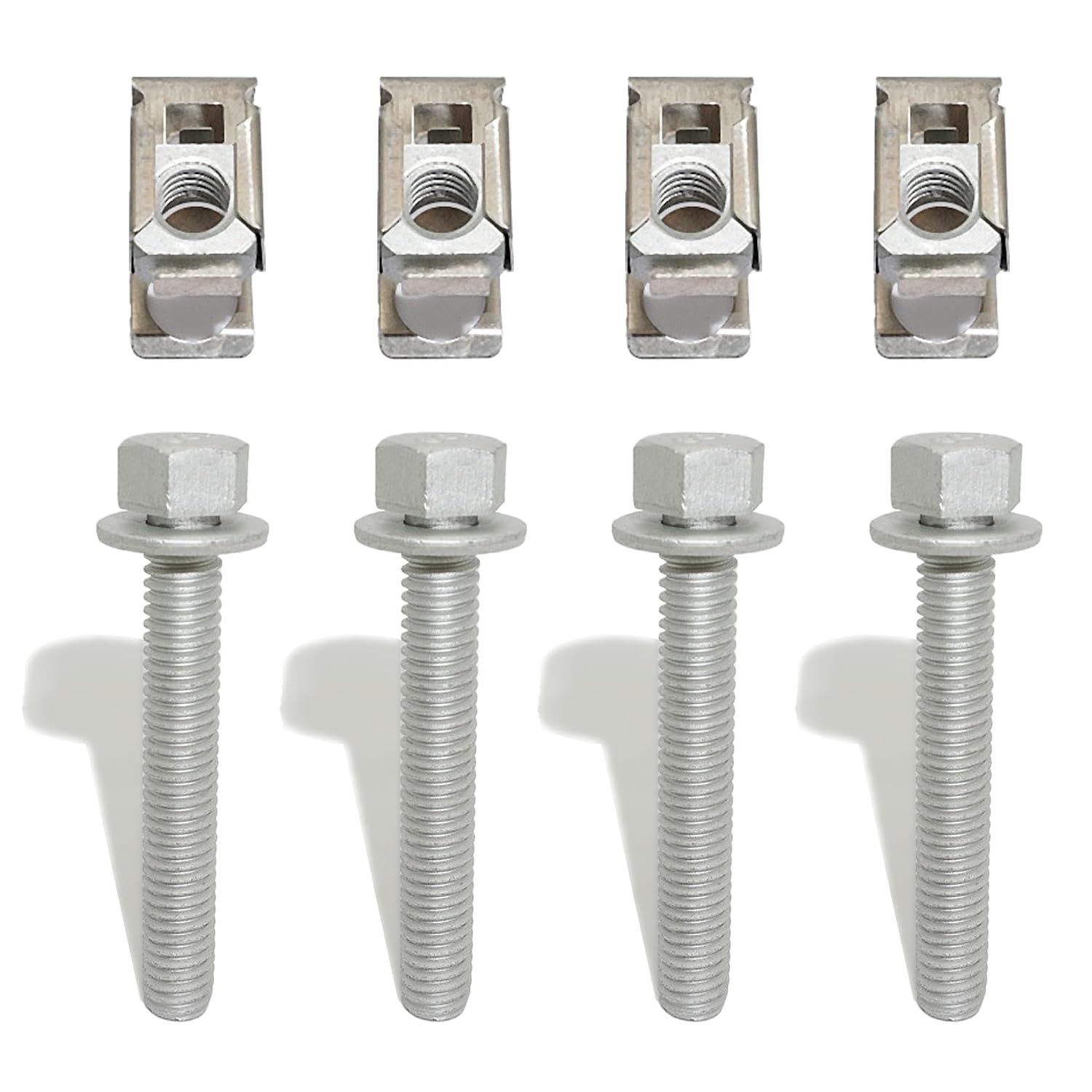 Exhaust Manifold Hardware Kit 03442 - Set of 4 Bolts & U-Nuts - Fits Ram 1500 2500 3500 4500 5500 2011-2024|Jeep Wrangler 2007-2012|Dodge Dakota 2004-2011 - Replaces 6036734AA 6036684AA