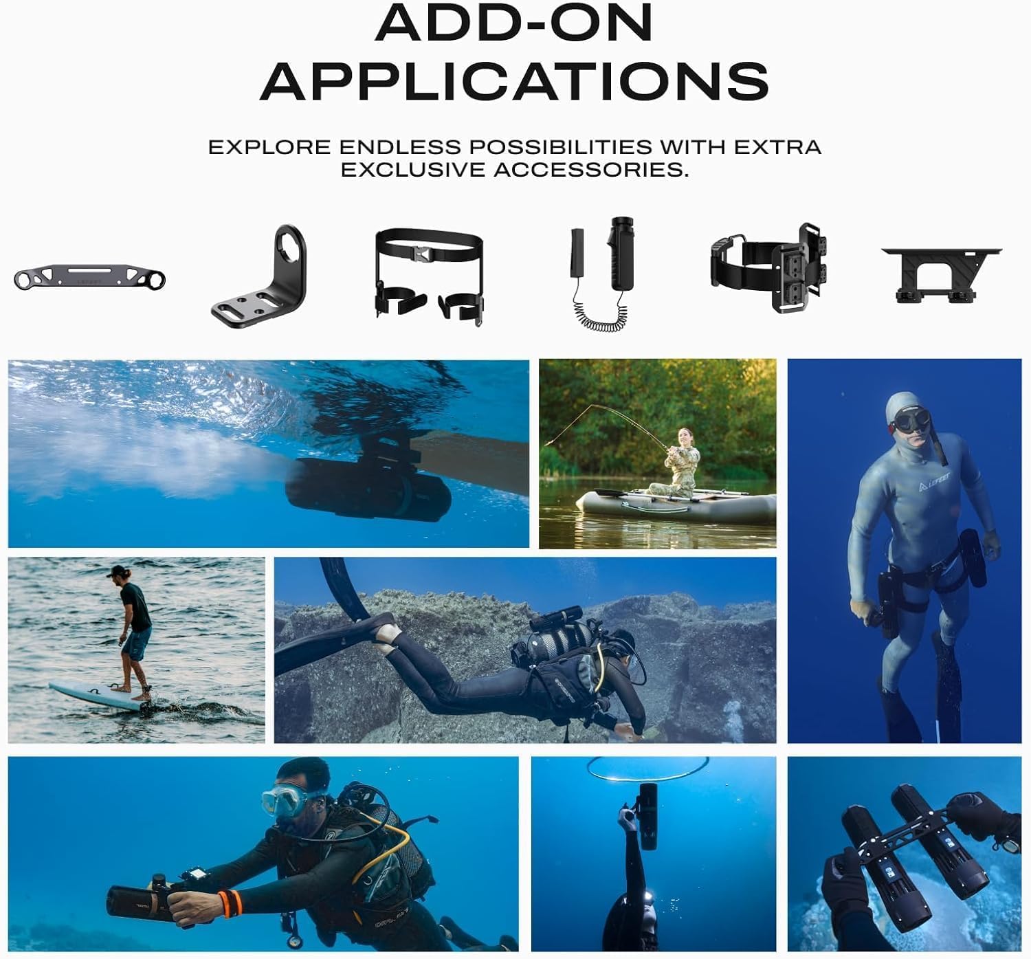 LEFEET Patinete Submarino P1 [Calidad Profesional]: máx. 2 m/s Super Power Mini, Soporte Integrado para cámara, diseño Modular Ampliable, 60 m Impermeable Sea Scooter para bucear
